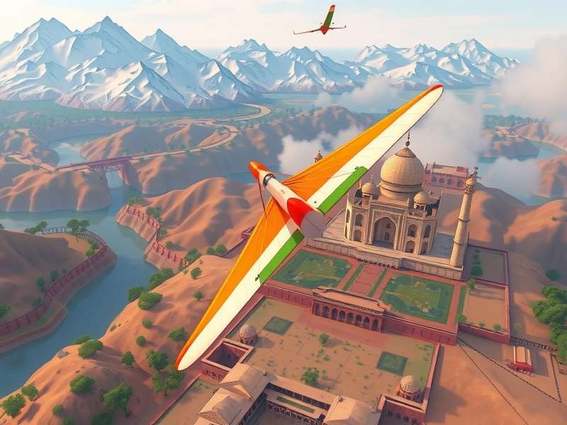 Glider Odyssey India Screenshot showing Taj Mahal and Red Fort in Golden Triangle region